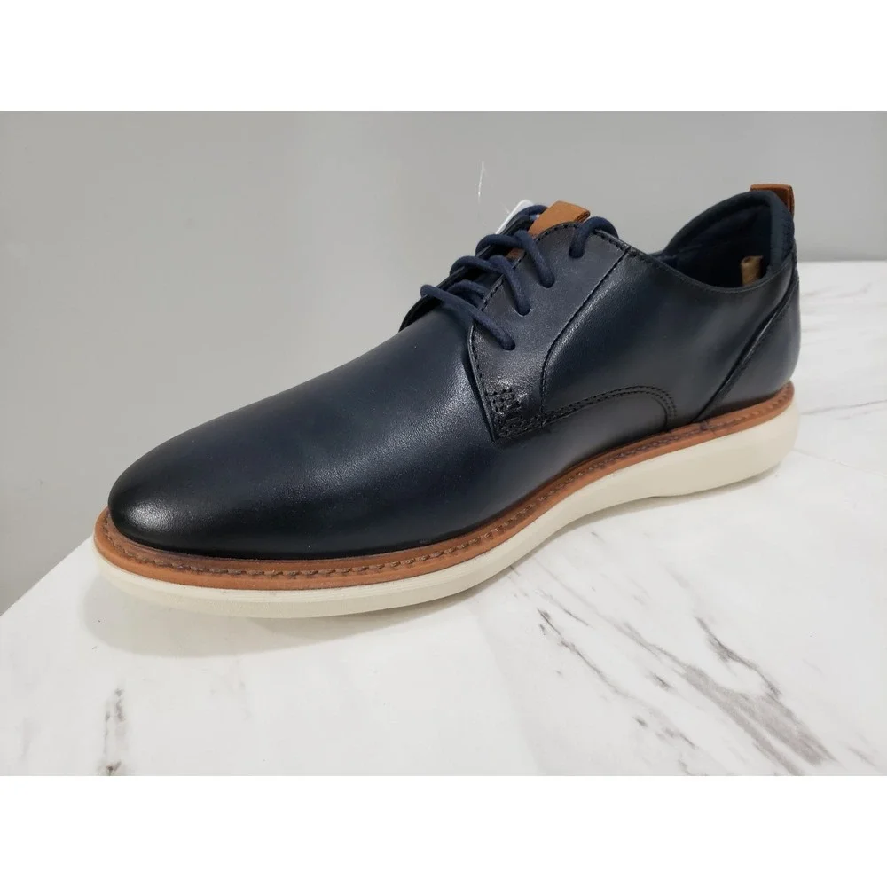 NEW NO BOX‎ - SIZE 8 WIDE Clarks Men's Brantin Plain Navy Leather 26179385 Shoes